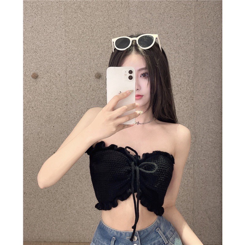 Áo Ống Croptop Dây Rút Sợi Len Sexy cho nữ - COOLSTYLE