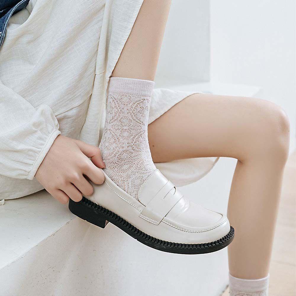 Vớ Cotton Cổ Trung Thoáng Khí Màu Sắc Ngọt Ngào Thời Trang Xuân Hè Cho Nữ VANES1