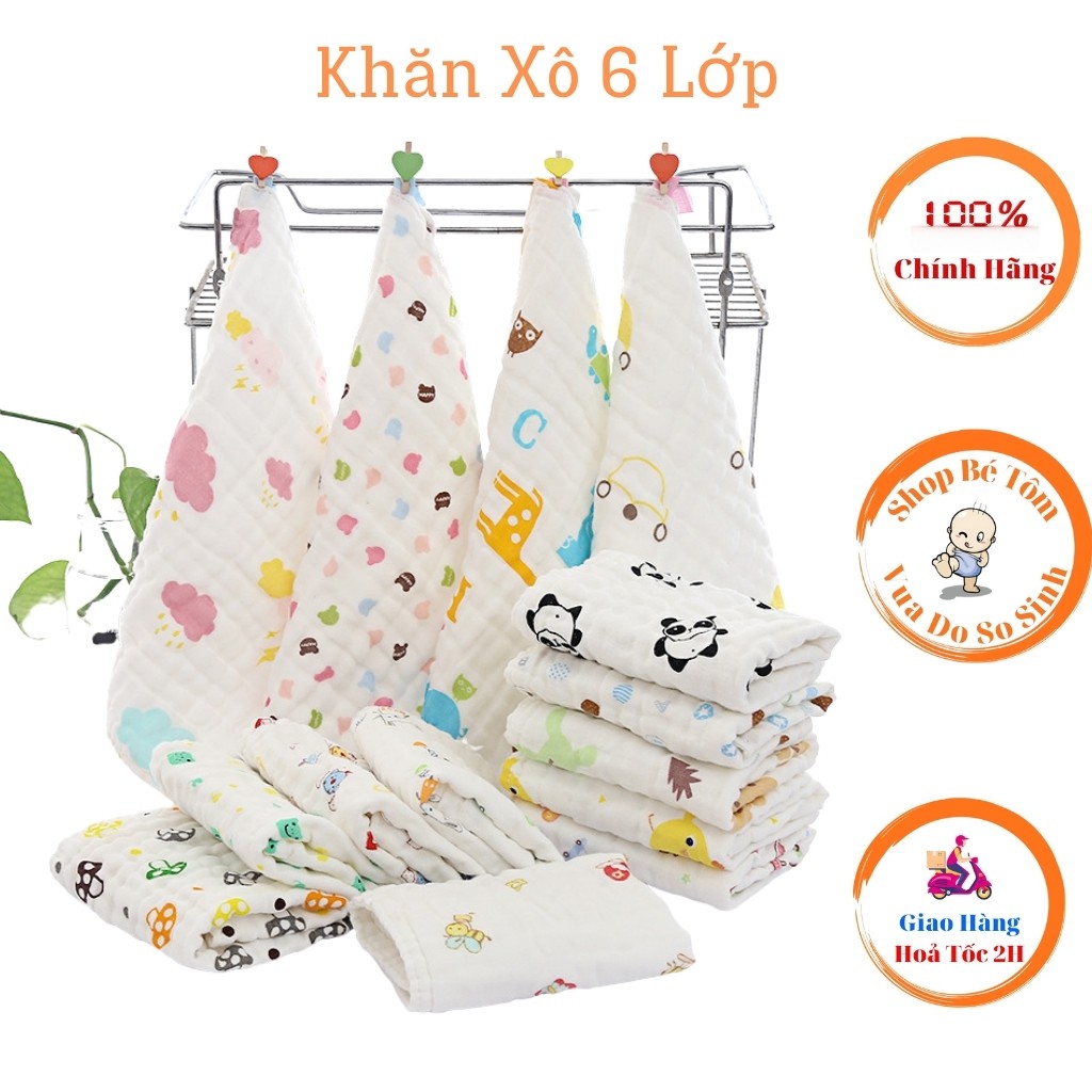 Khăn Xô 6 Lớp Đa Năng Rửa Mặt Cho Bé