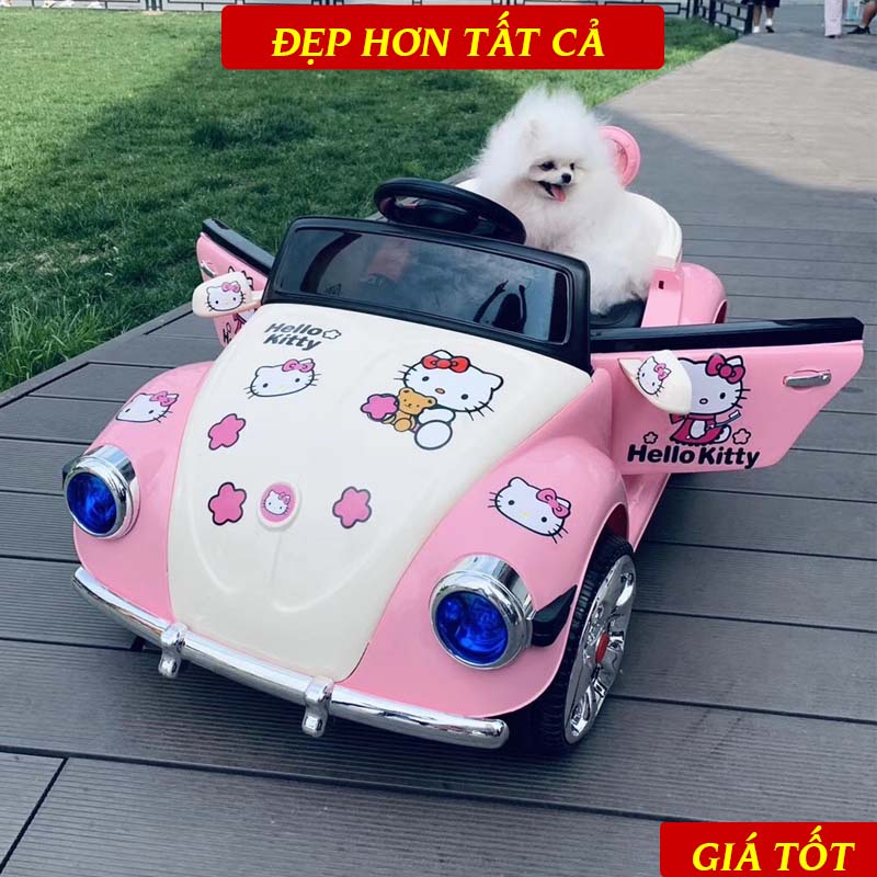 Xe Ô Tô Điện Cho Bé Gái Hello Kitty 503 Kiểu Dáng Đáng Yêu, Tự Lái Kèm Điều Khiển Từ Xa