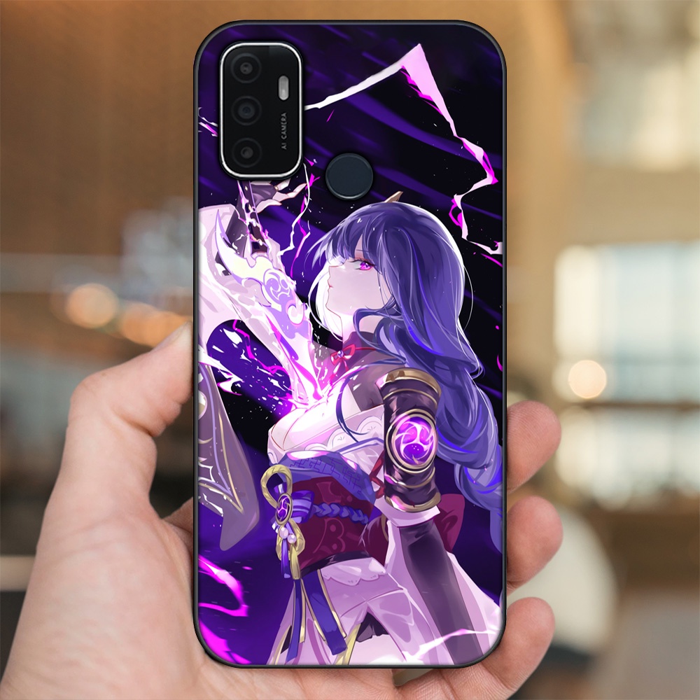 Ốp lưng Oppo A53 viền đen in hình Raiden Shogun Genshin Impact