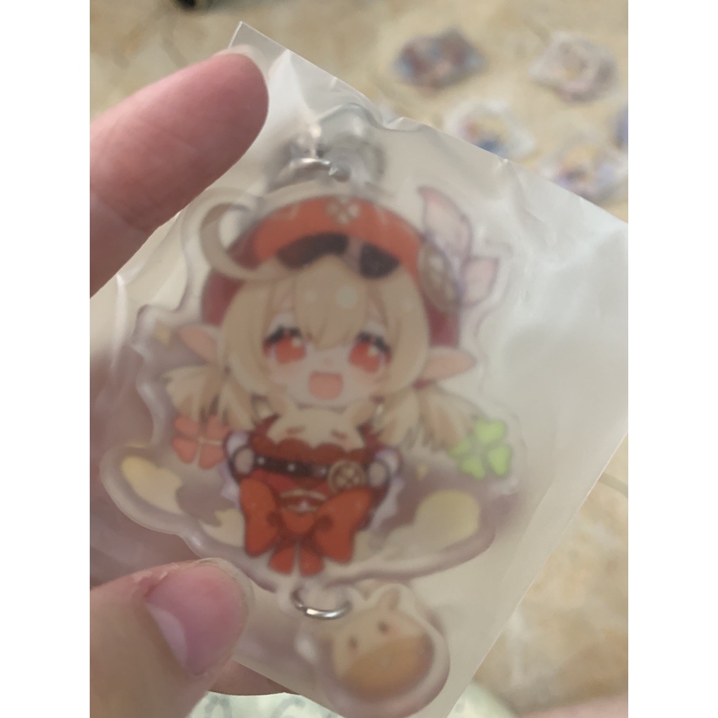 Móc khóa genshinimpact kèm pet hutao ganyu keqing babara xiao zhongli aether kaeya jean ningguang childe chongyun venti