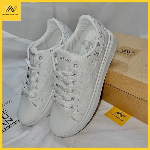 Giày Thể Thao Nữ Màu Full Trắng Hết Phối Chữ LV Trơn Duy Nhật Store Xinh Sang Bonsai Uzzang Đẹp Cao 2cm Êm Sneaker Bata