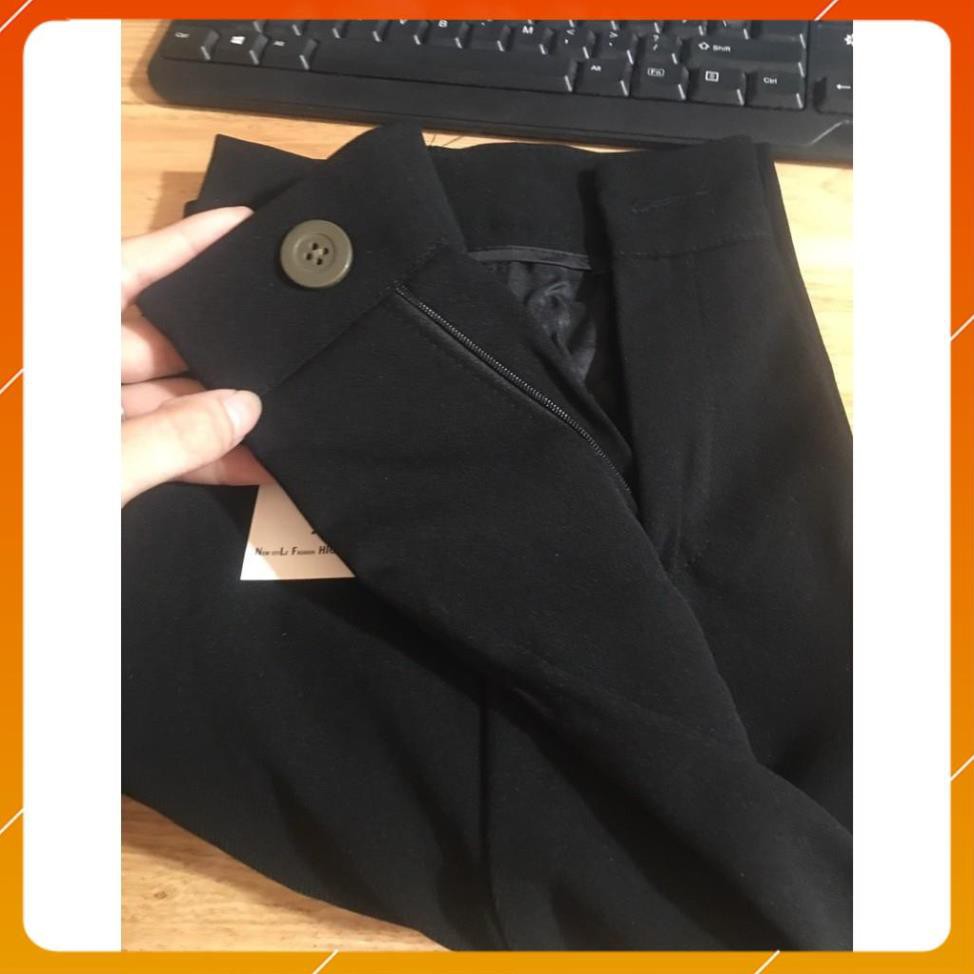 Quần Culottes ống suông khoá trước - Quần Culottes ống sớ cạp cao cực đẹp