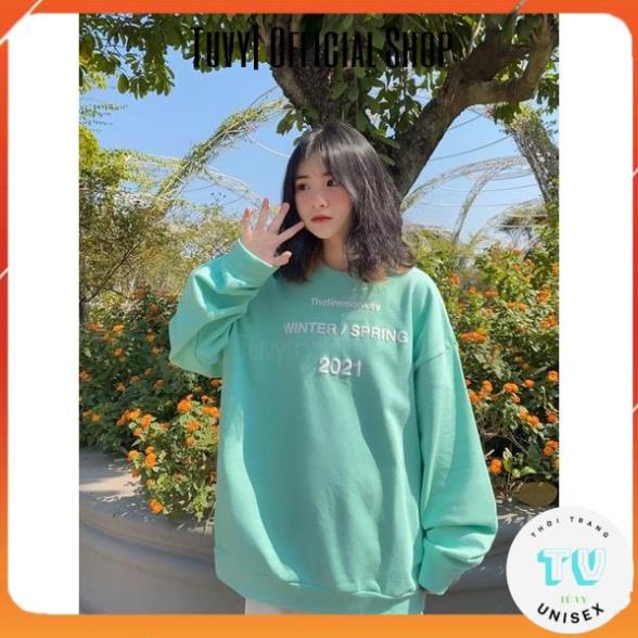 Sweater Nữ TUVYSHOP Áo Sweater Nỉ Mặt Cười Ghép Đôi Form Rộng Tay Phồng Mặc đơn,đôi Co Giãn Dày Ấm Unisex