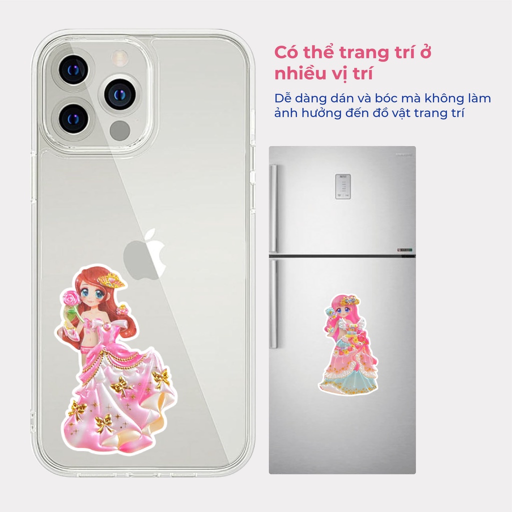Set sticker hình dán công chúa fesson, Sticker cute 3d cho bé phối đồ và phụ kiện thời trang công chúa