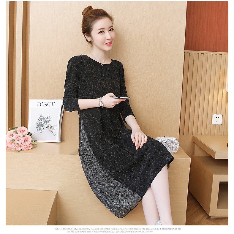 ĐẦM SUÔNG ÁNH KIM TUYẾN TAY DÀI D1197