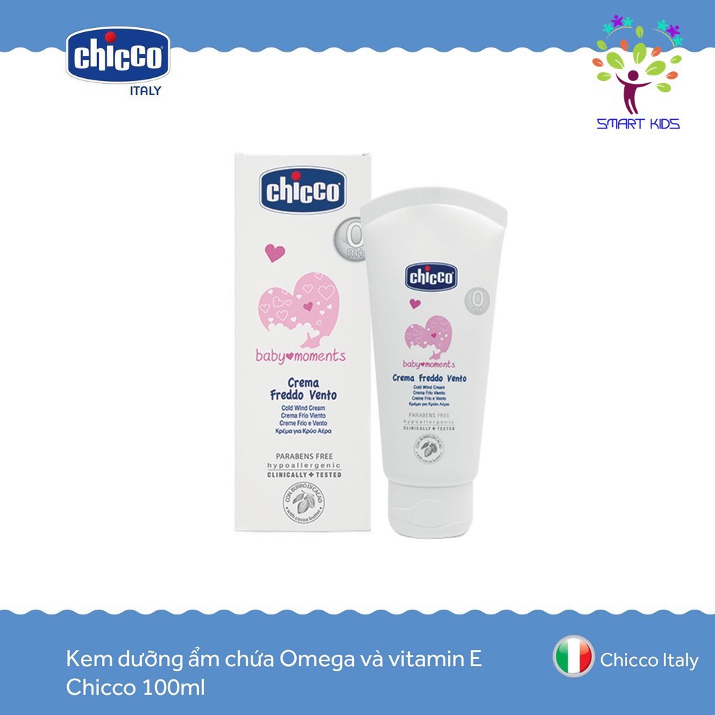 Kem dưỡng ẩm chứa Omega và vitamin E Chicco 100ml