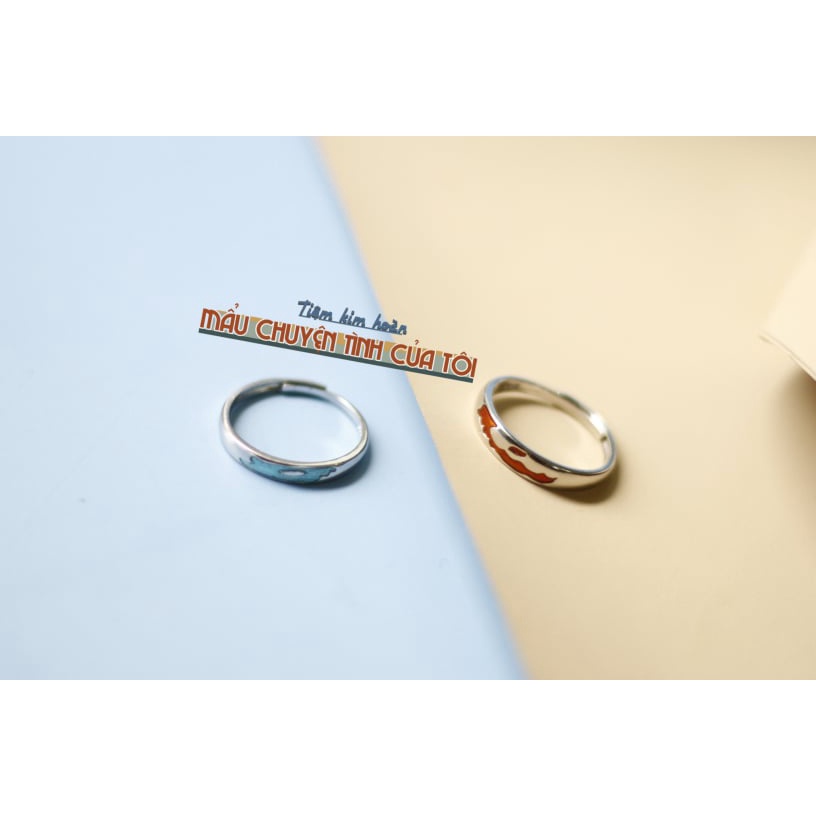 Nhẫn bạc lửa và băng - Nhẫn bạc S999 cặp đôi- Tặng hộp nhung và khăn lau bạc   - Mẩu chuyện tình của tôi