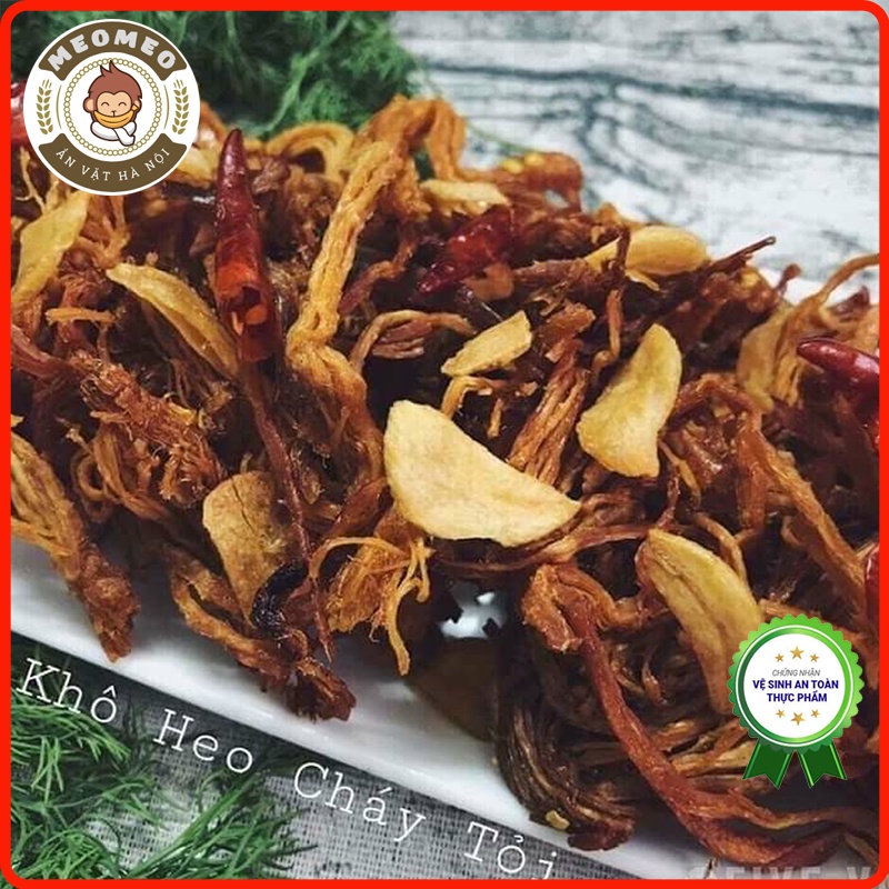 Khô heo cháy tỏi, thịt heo khô 300g loại ngon, heo khô cháy tỏi chuẩn vị MEOMEO đồ ăn vặt Hà Nội, tốt cho sức khỏe | BigBuy360 - bigbuy360.vn