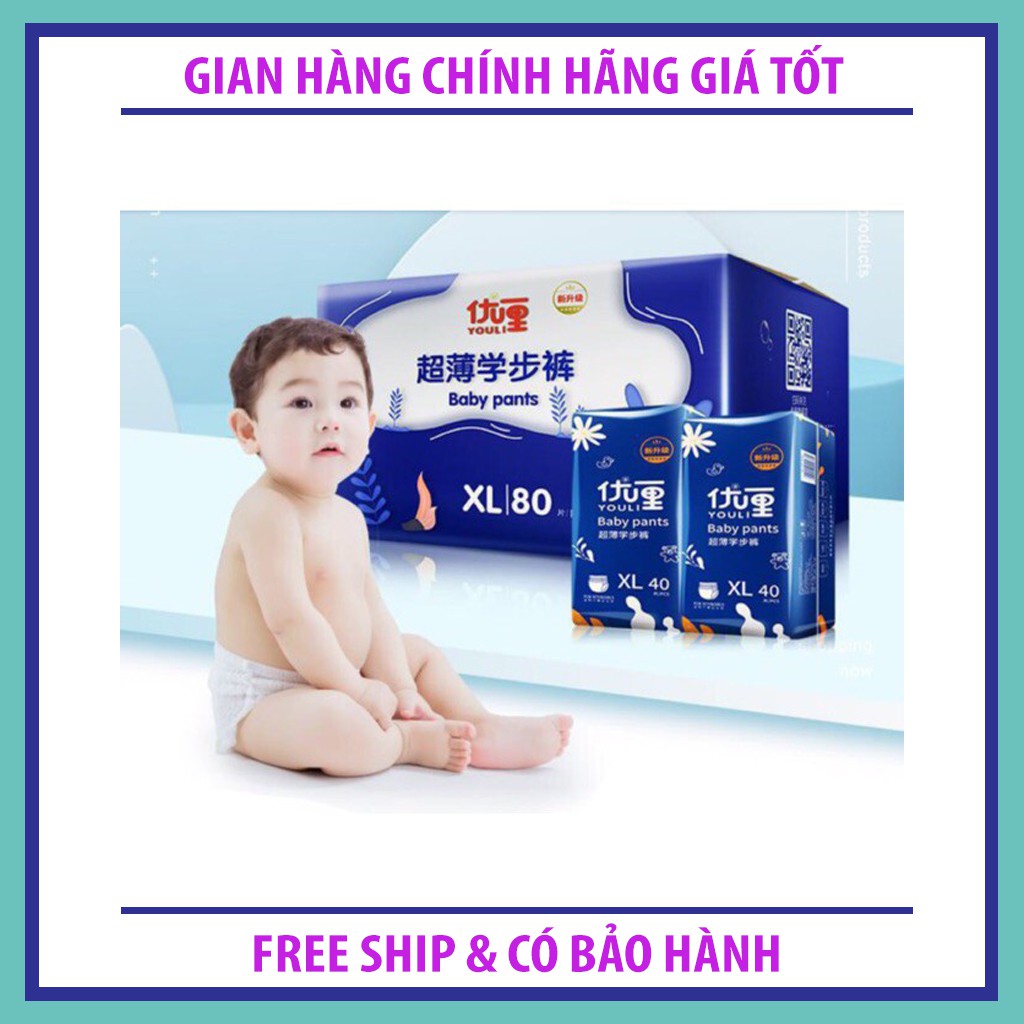 Bỉm Youli xanh hàng cao cấp nội địa Trung quần/dán đủ size date mới S112, M88, L84, XL80, XXL72, XXXL68