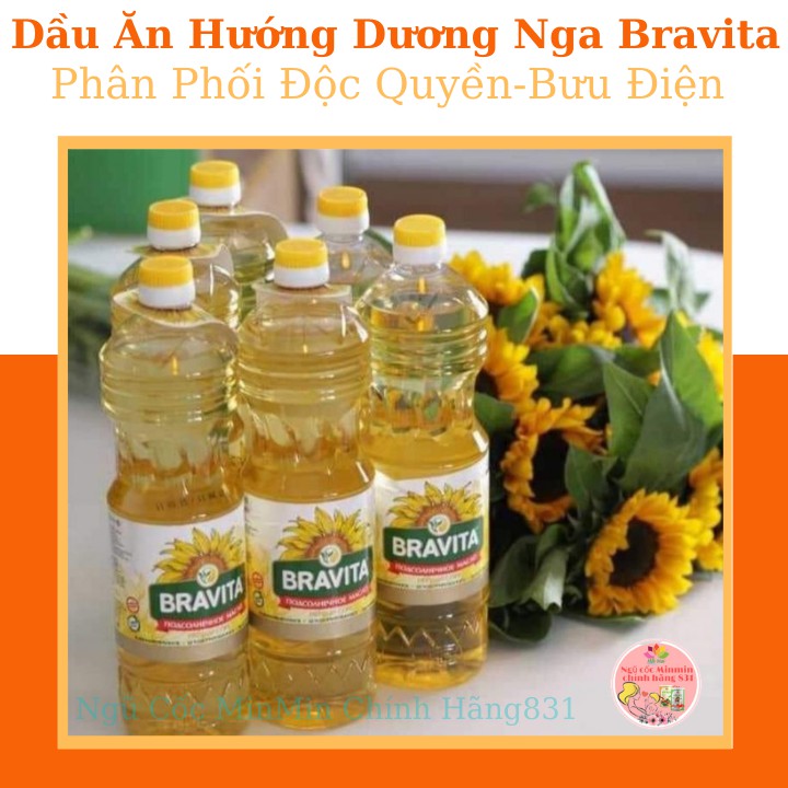 Dầu Ăn Hướng Dương Nga Bravita,Dầu Ăn Hữu Cơ Nga.Dầu Ăn Thực Vật (1lit)