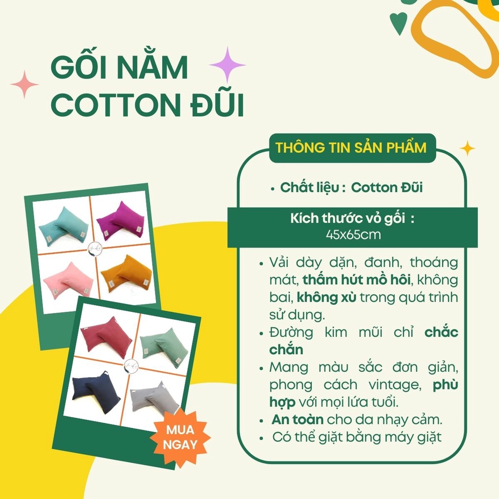 Vỏ gối nằm 45x65 vỏ gối, bao gối cotton đũi An Như Bedding