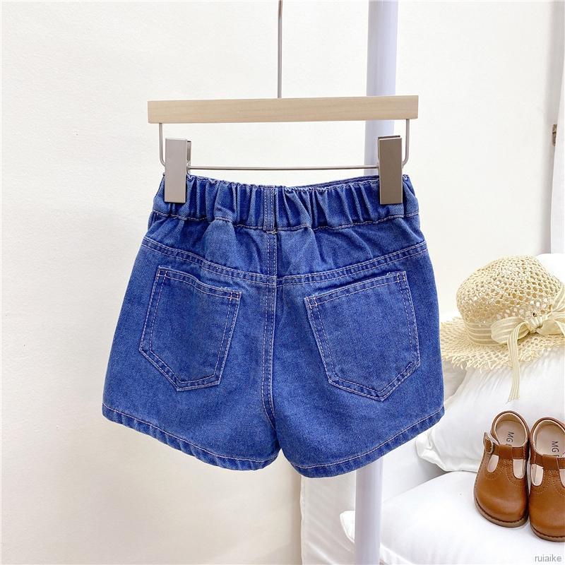 Quần Short Denim Lưng Thun Thêu Hoa Cúc Thời Trang Dành Cho Nữ