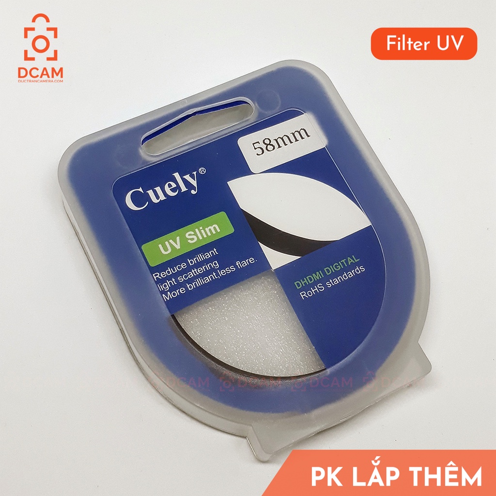 Filter kính lọc UV Cuely phi 55mm, 58mm, 62mm [chính hãng]