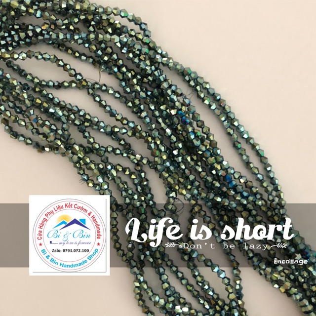 Chục 10 Dây Pha Lê Nón 4mm Màu Xi Mạ Đính Kết Trang Phục, Làm Trang Sức Handmade