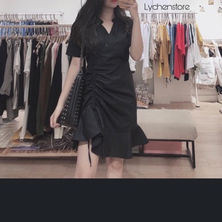 Váy đen dây rút eo