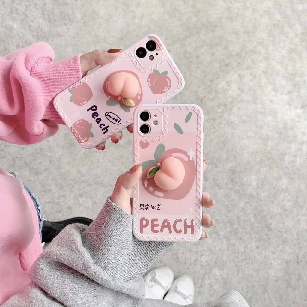 Ốp điện thoại mềm hình quả đào cho Iphone 7 8 Se2020 7plus 8plus Ix Xr Xsmax 11 Pro Promax 12 12mini Pro Promax | BigBuy360 - bigbuy360.vn