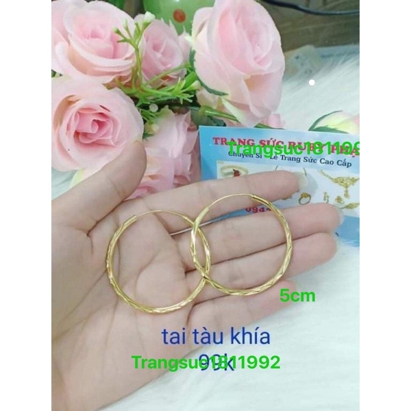 bông tai mạ vàng vòng tàu đường kính 5cm