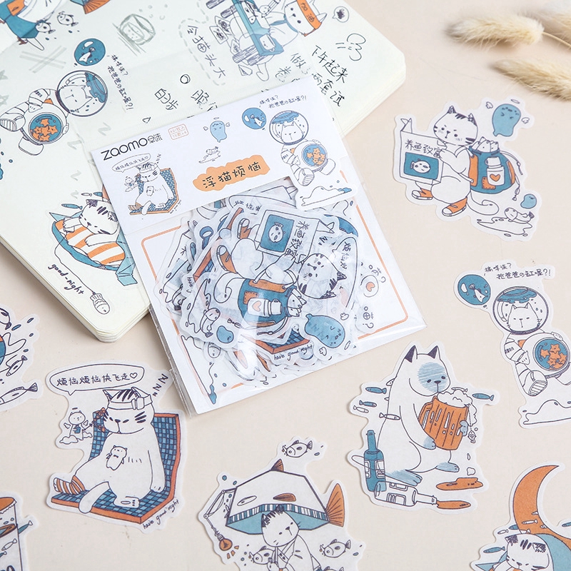 Bộ 40 miếng dán hình nhân vật anime dán trang trí sổ tay/ nhật ký/ album thủ công