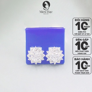 Bông Tai bạc nữ hoa sen đính đá chất liệu bạc s925 thời trang phụ kiện trang sức Miêu Bạc B400169