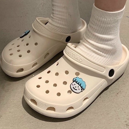 Dép Cross mặt cười unisex độn đế đi mưa tặng kèm sticker siêu kute M15