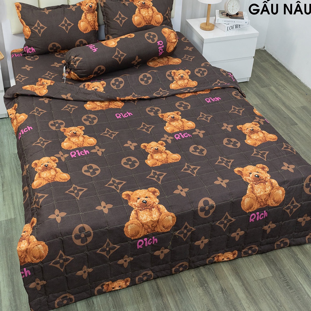 [CHĂN PHAO] Bộ Chăn Phao Ga Gối 5 Món poly cotton [Loại Đẹp] [ 1 Chăn phao + 1 Ga chun + 2 Vỏ gối nằm + 1 Vỏ gối ôm ]
