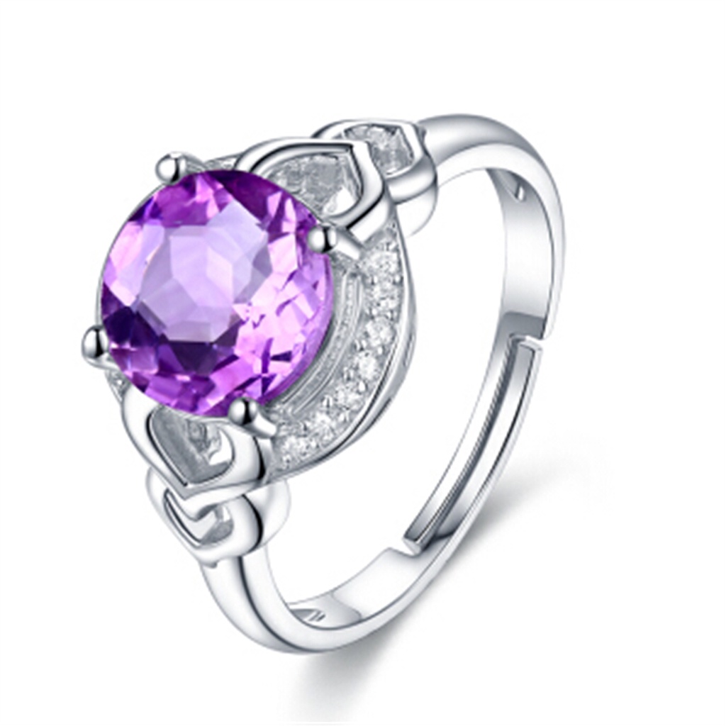 Nhẫn Mạ Bạc 925 Đính Đá Thạch Anh Tím Thời Trang Cho Nữ
