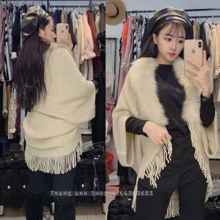 🌟Khoác len cổ lông ( Ảnh thật )