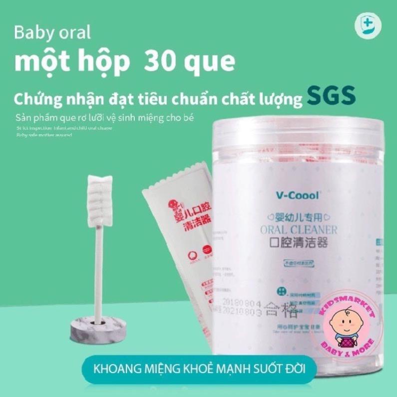 [ hàng chuẩn] Gạc Rơ Lưỡi Cho Bé-Rơ Lưỡi 30 Que, Dệt Sợi Cotton 100%, Mềm Mại, Kháng Khuẩn,Kháng Nấm Chống Viêm Nướu