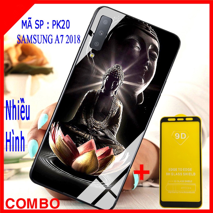 COMBO ỐP LƯNG SAMSUNG A7 2018 (ốp kính 3D + tặng kèm kính cường lực full màn)