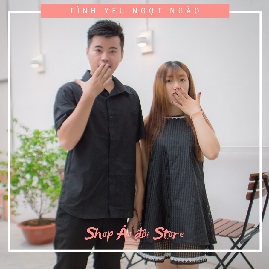 Bộ áo váy sơ mi cặp, đồ đôi nam nữ dễ thương, chất đẹp để chụp hình cưới, đi du lịch