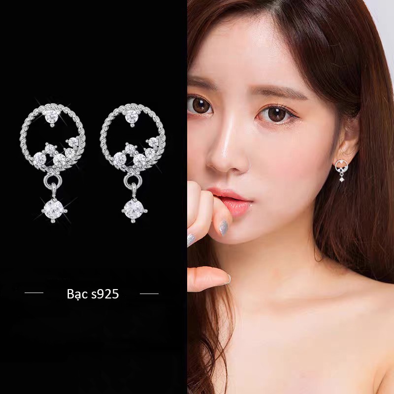 Bông Tai Nữ Bạc Ý s925 Thiết Kế Tinh Tế Hình Giọt Nước Rỗng - B2647- Bảo Ngọc Jewelry