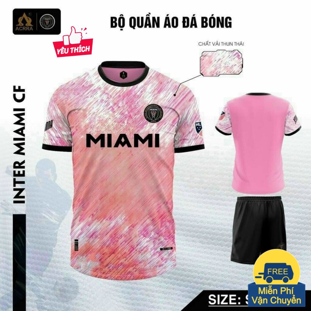 Bộ Áo Bóng Đá Inter Miami Màu Hồng Vải Thun Thái Cực Chất - Đồ Đá Banh Nam Nữ PP Bởi Be Happy Sport