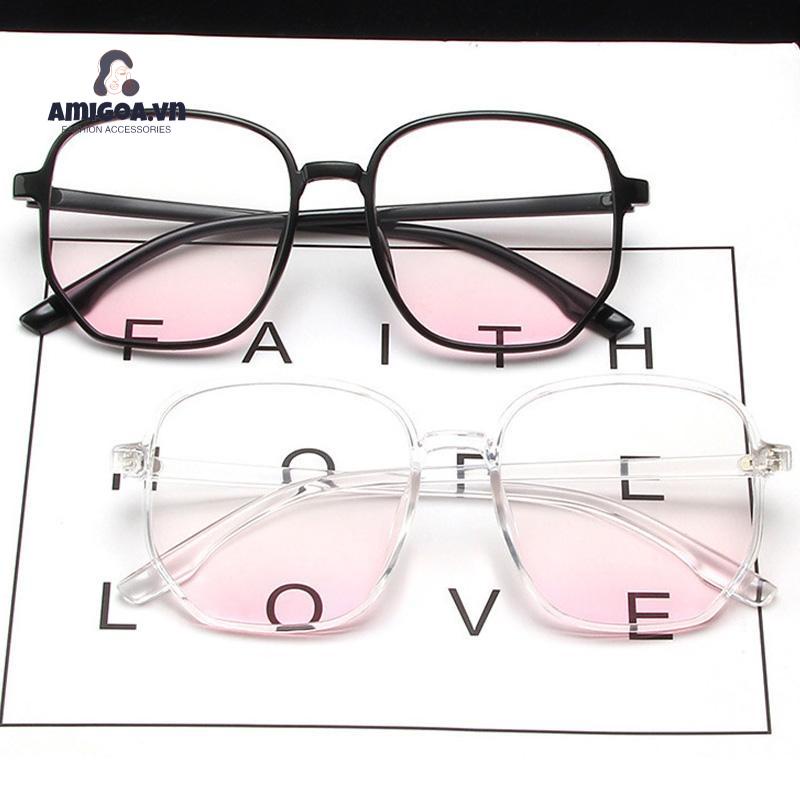 Kính mắt nữ nhiều màu kính hai chấm giá rẻ tạo hiệu ứng má hồng dễ thương hai màu trong suốt gọng đen