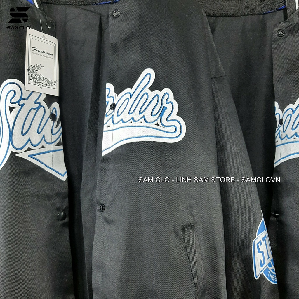 Áo khoác kaki 2 lớp nam nữ SAM CLO - Áo khoác gió bomber phong cách bóng chày form rộng unisex chữ STUDUR