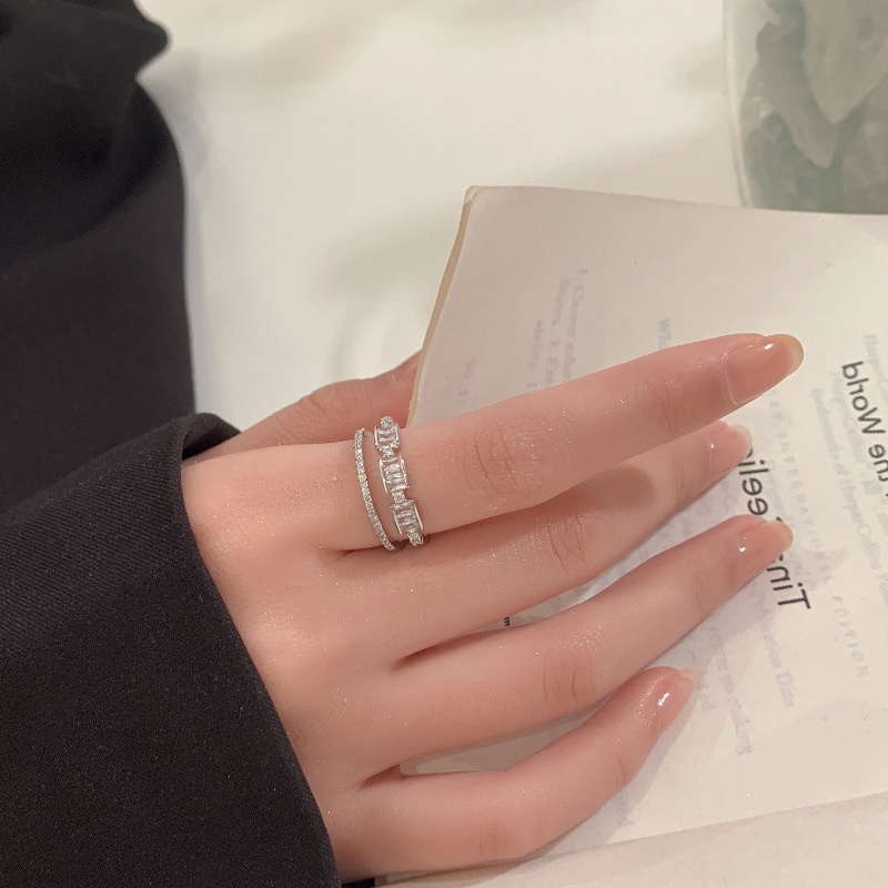 Nhẫn hở MANYUE đính đá zircon có thể điều chỉnh kích cỡ thời trang cho nữ