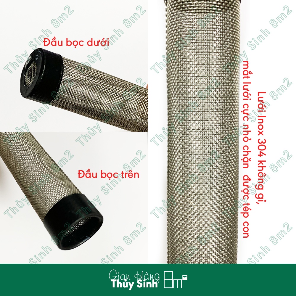 Bịt Tép Inox 304 DIY Dài và Ngắn - Đủ size Fi 12, Fi 16, Fi 18, Fi 21 - Chặn Rác Li Ti, Cá Tép Con Hồ Thủy Sinh - 8m2