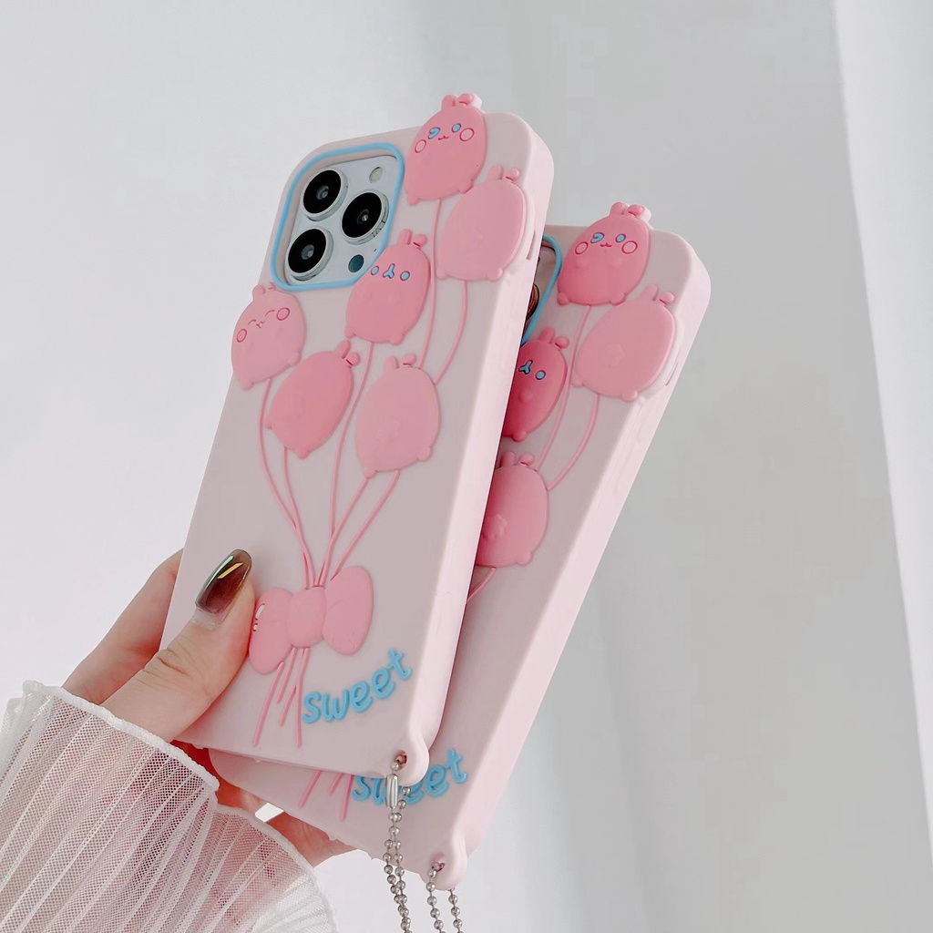 Ốp Điện Thoại Silicon Mềm Chống Sốc Phối Mặt Hình Thỏ Hoạt Hình Cho iPhone 13 12 11 Pro Max XR XS Max X 7 8 6 6s Plus