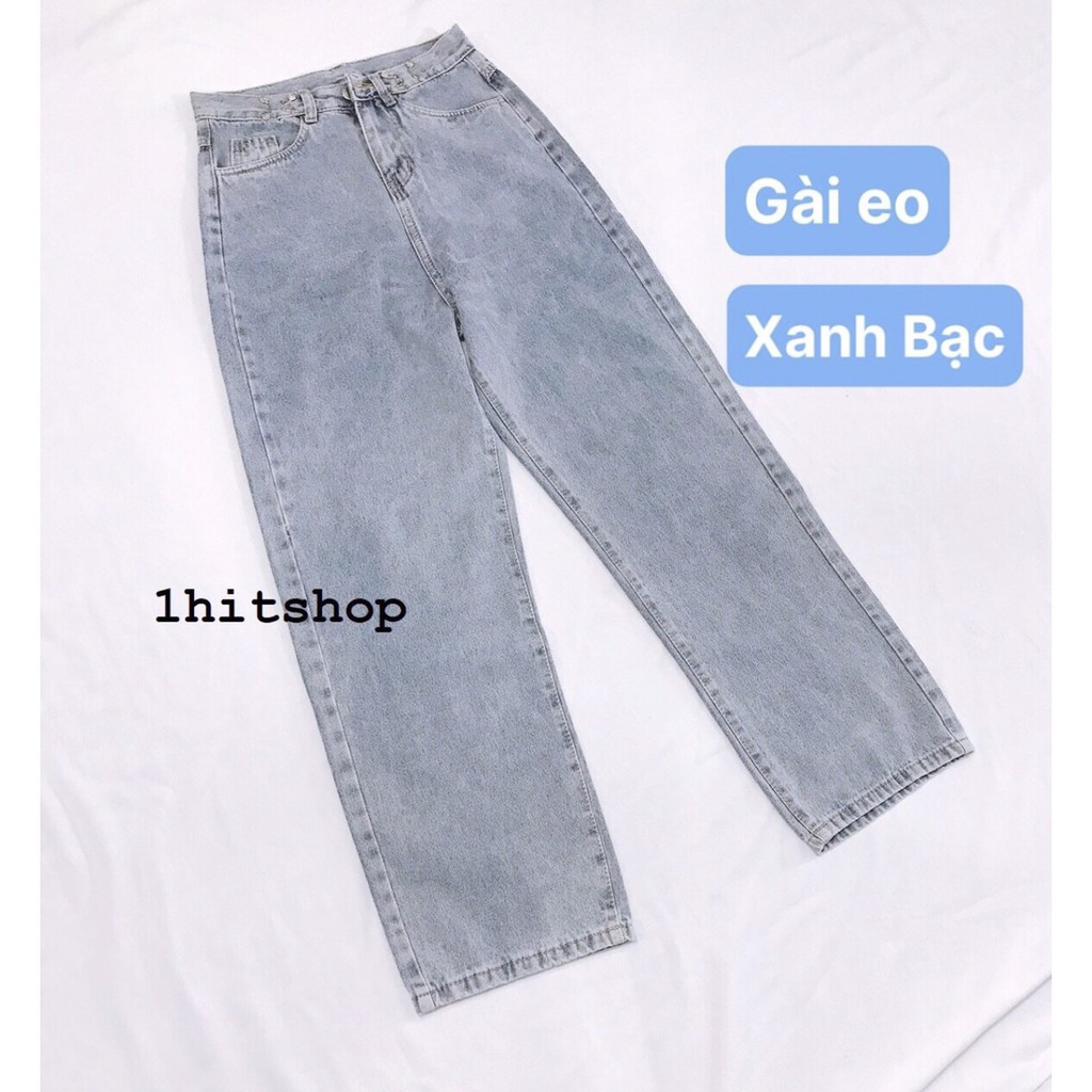 Quần Jean Ống Rộng GÀI EO XANH BẠC Ulzzang Unisex 1hitshop | BigBuy360 - bigbuy360.vn