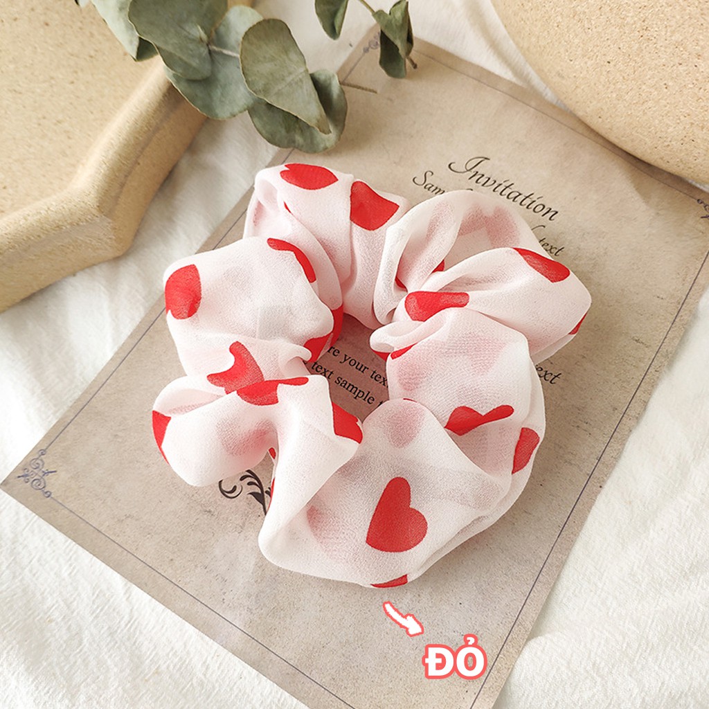 Dây cột tóc vải Scrunchies Trái tim CT38