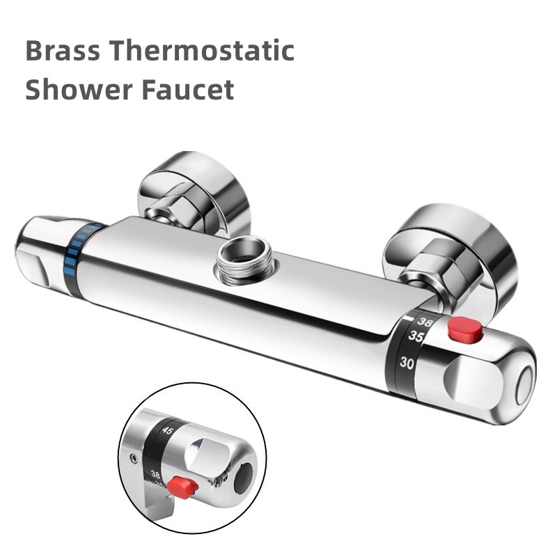 Vòi Nước Điều Khiển Nhiệt Độ Bằng Đồng Thau Mạ Chrome Gắn Tường Nhà Tắm