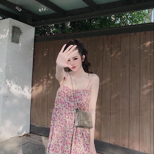 Váy hoa dập li 2 giây