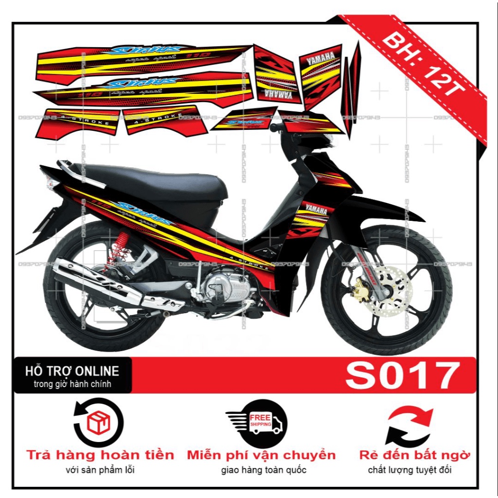 TEM RỜI SIRIUS TỔ ONG ĐỎ ĐEN -- SHIN DECAL 2
