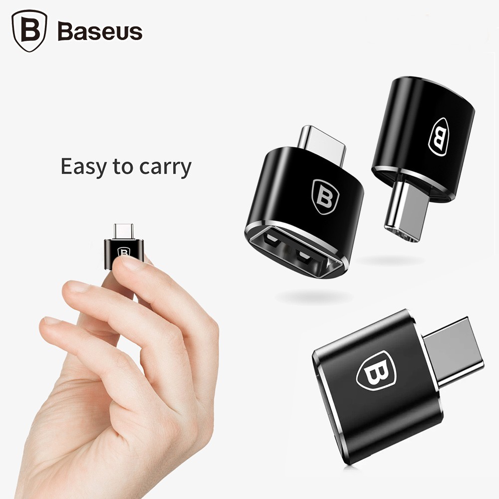 Bộ chuyển đổi OTG Baseus mini chuyển đổi từ Type-C to USB, hỗ trợ sạc nhanh 2.4A Max và truyền dữ liệu