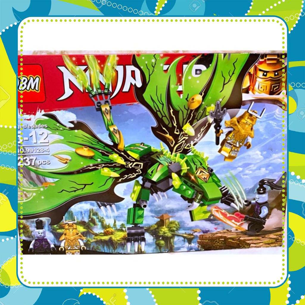 [Đồ Chơi Giá Rẻ] NINJAGO_Lego RỒNG XANH Siêu Cấp (237  mảnh) + LLOYD Ninja Xanh Lá