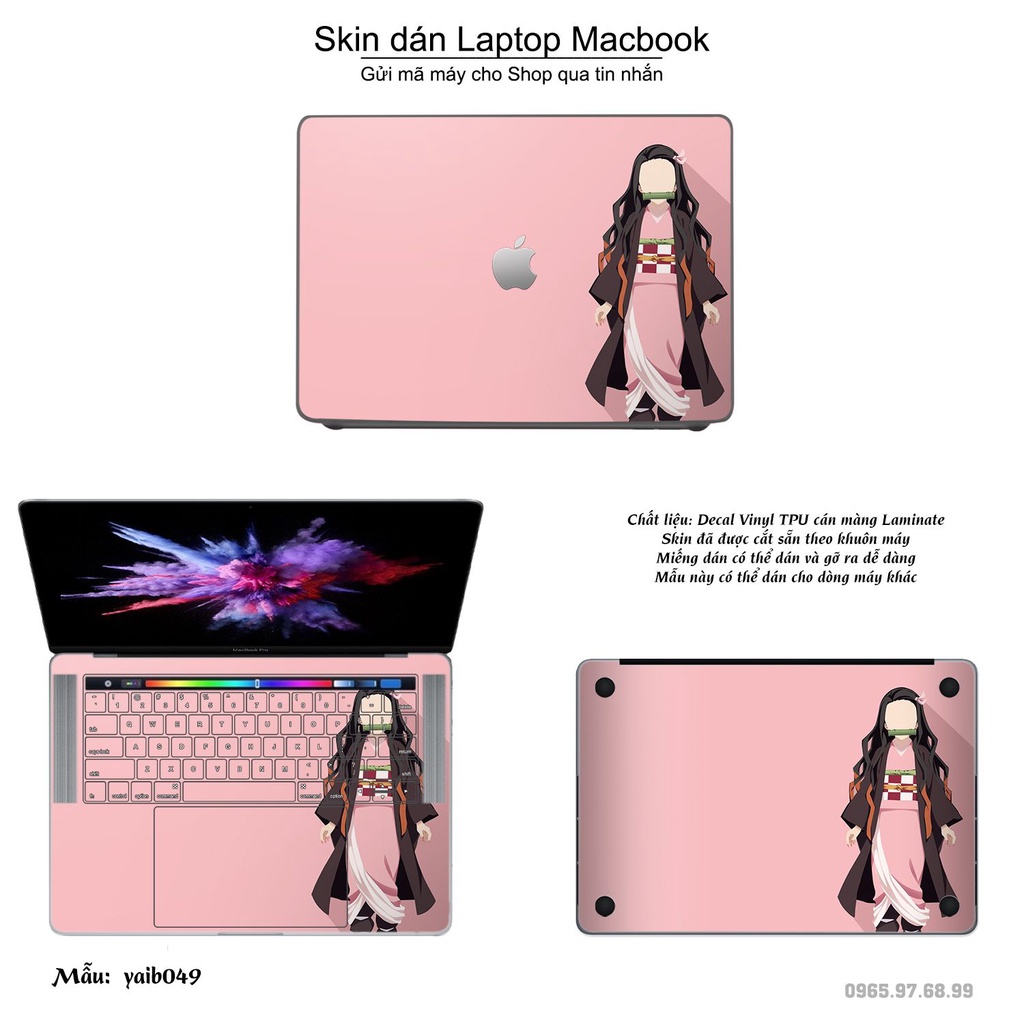 Skin dán Macbook mẫu Kimetsu No Yaiba (đã cắt sẵn, inbox mã máy cho shop)