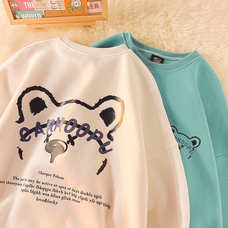 Áo Sweater Màu Kem Chất Nỉ Quảng Châu In Hình Gâu Hot Trend | BigBuy360 - bigbuy360.vn