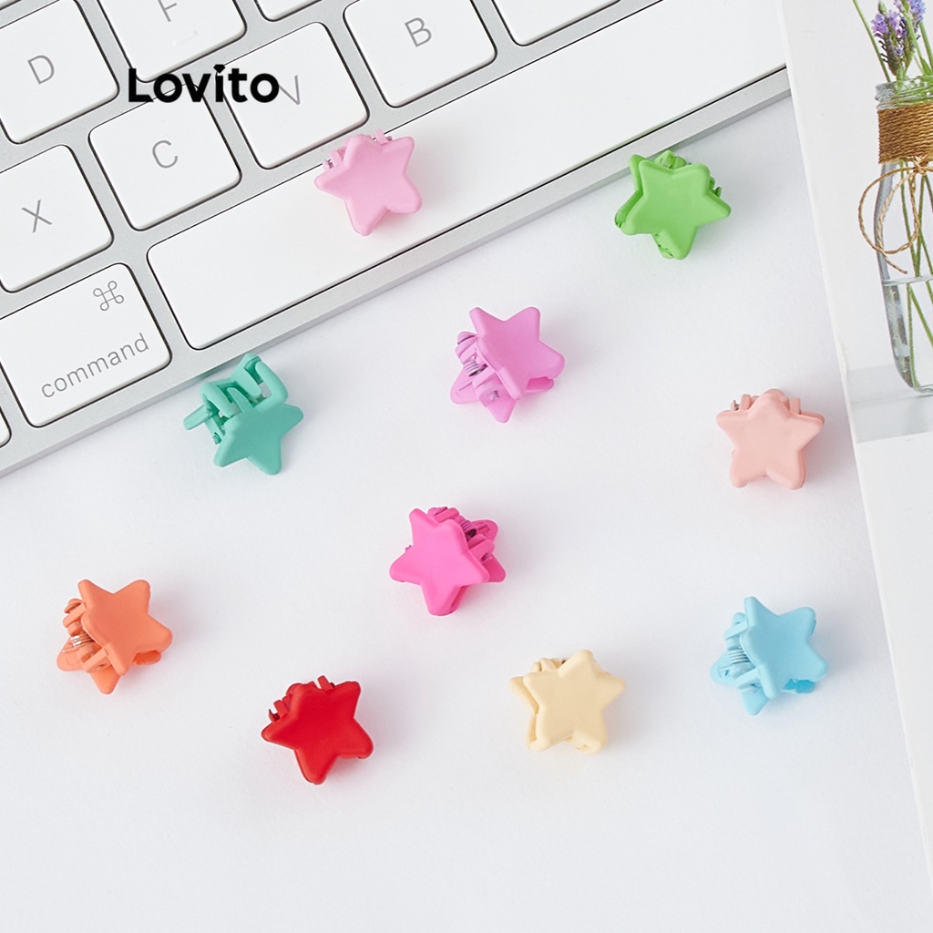 Kẹp tóc Lovito Màu sắc kẹo hoa trơn Gói 50 chiếc có túi zip LL4034 dễ thương (1/2/3/4)