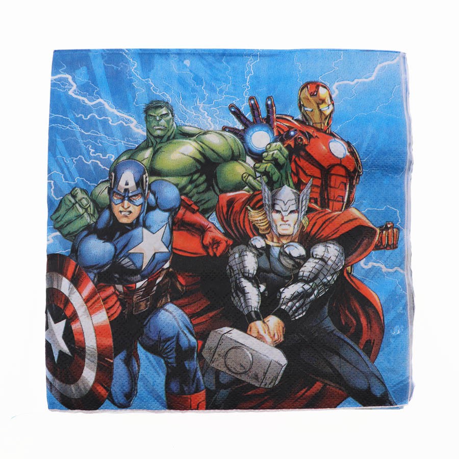 Set 40 Đĩa Giấy Đựng Khăn Ăn In Hình Avengers Thời Trang